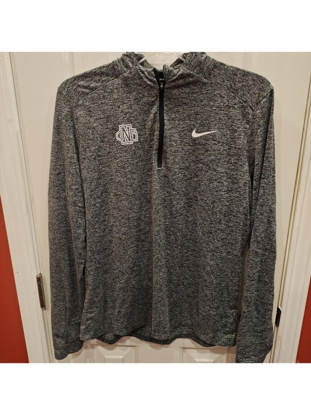 Nike Dri-FIT Running Pullover Womens M Gray Heathered 1/4 Zip Long Sleeve